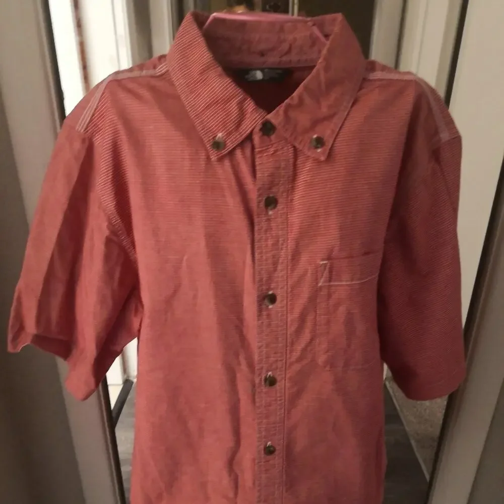 The North Face Red/White Short Sleeve Buttondown Shirt S Preppy Americana Unisex
